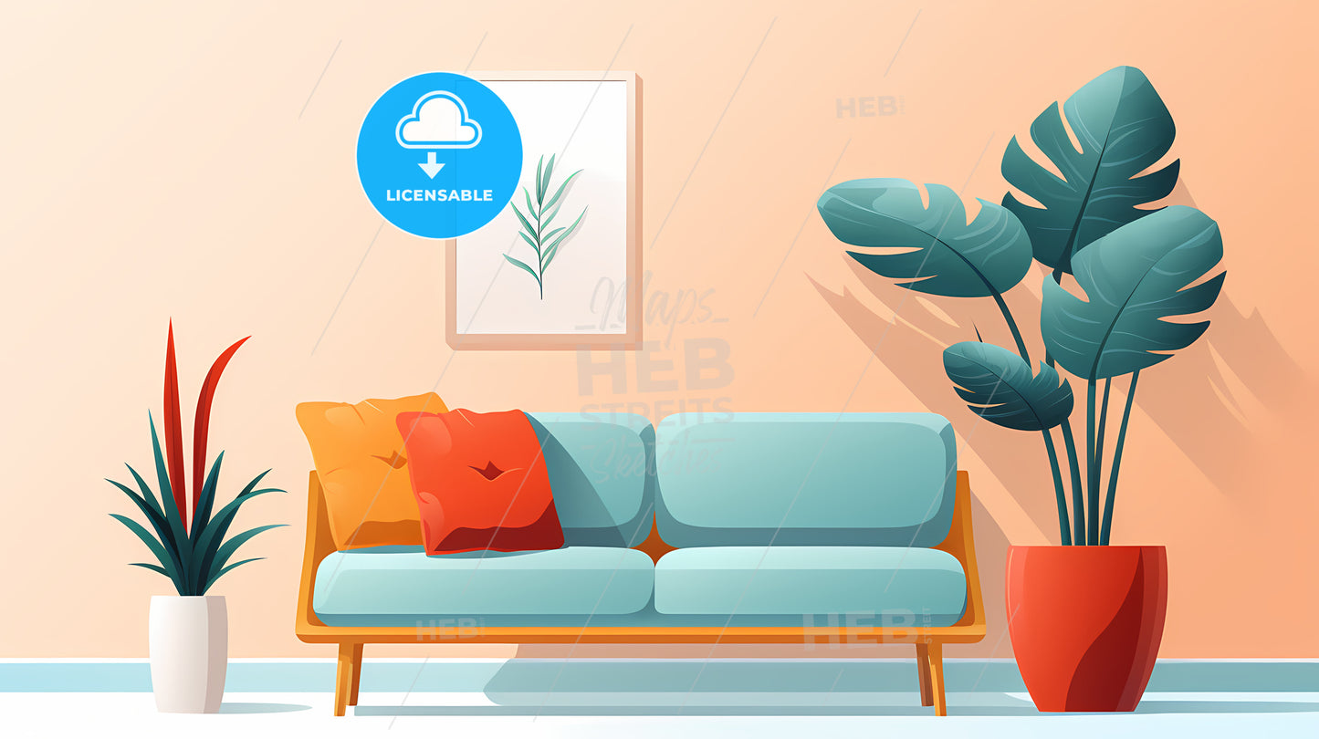 Couch And Plant In A Room