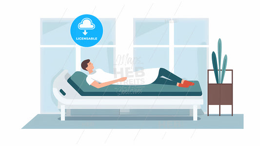 Man Lying On A Hospital Bed
