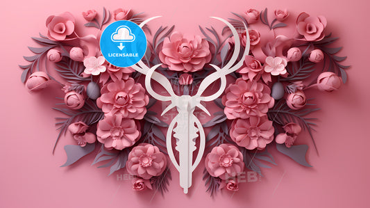 Paper Cut Out Of Flowers And Antlers