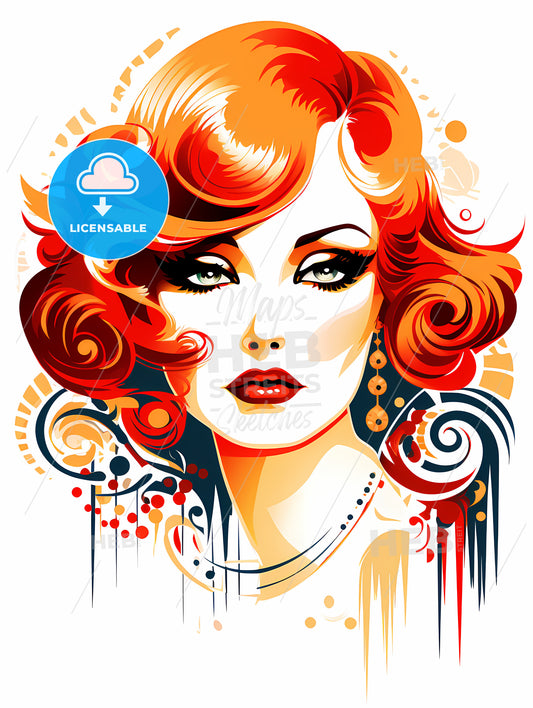 Woman With Red Hair And Makeup