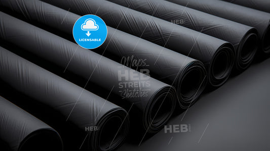 Group Of Rolls Of Black Material