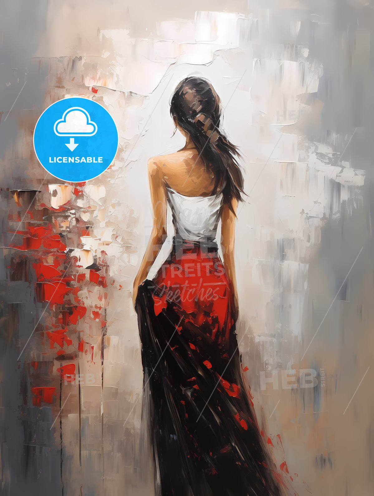 Painting Of A Woman In A Red Dress