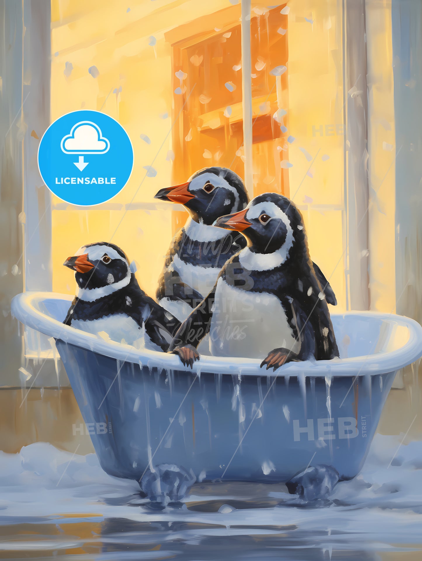 Penguins In A Bathtub