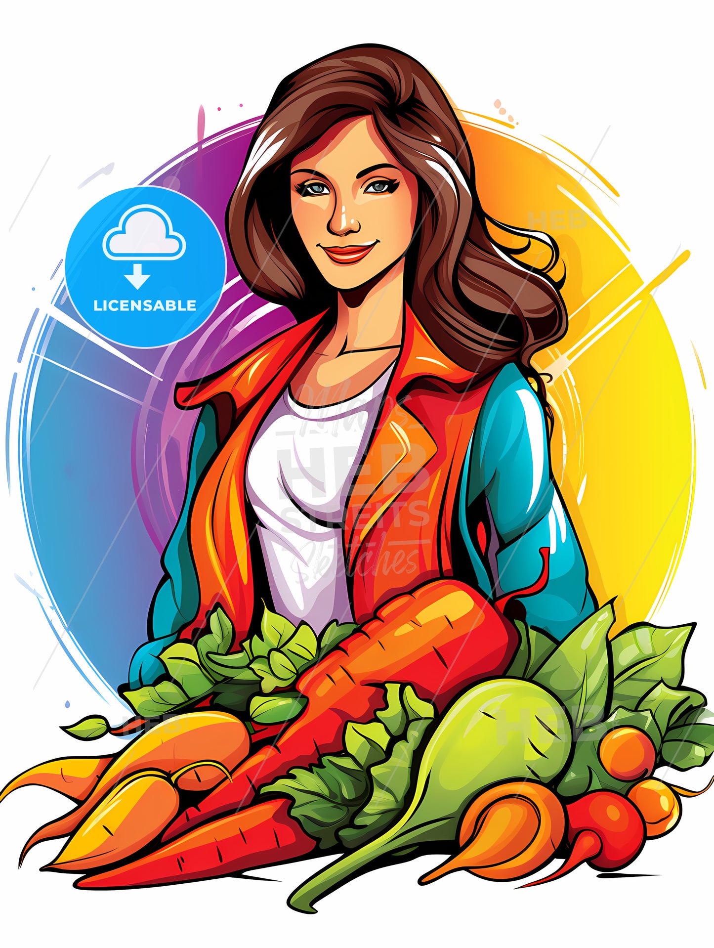 Woman Holding A Bunch Of Vegetables