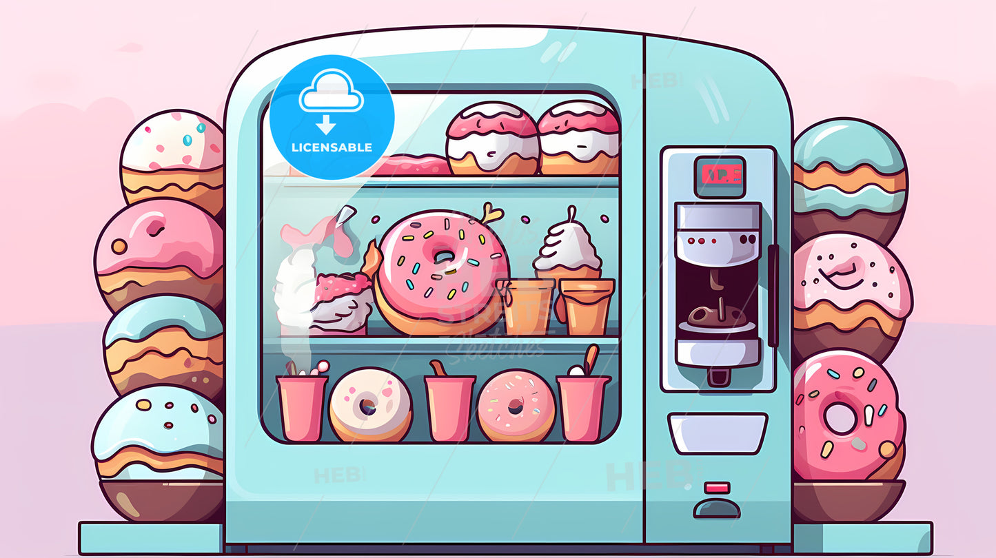 Cartoon Of A Donut Machine