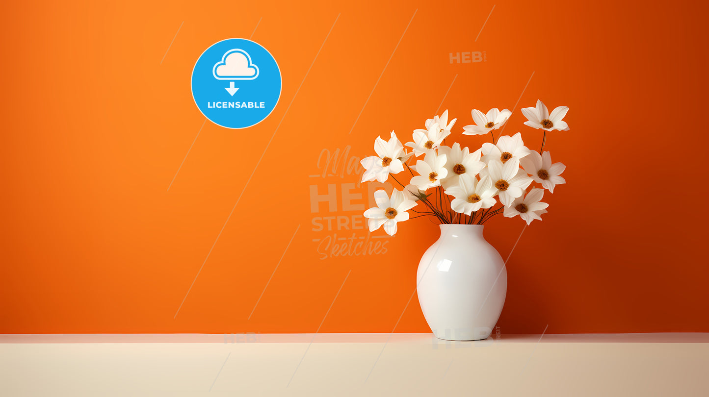 White Vase With White Flowers