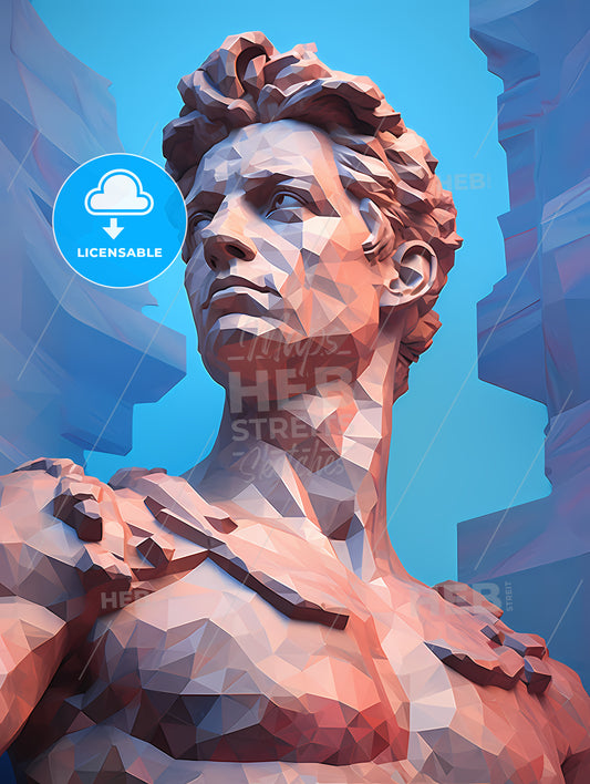 Low Poly Statue Of A Man
