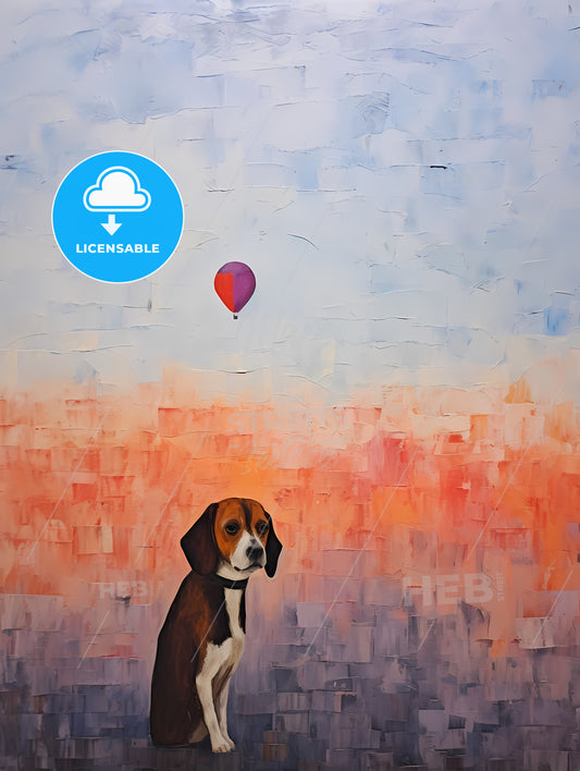 Painting Of A Dog And A Hot Air Balloon