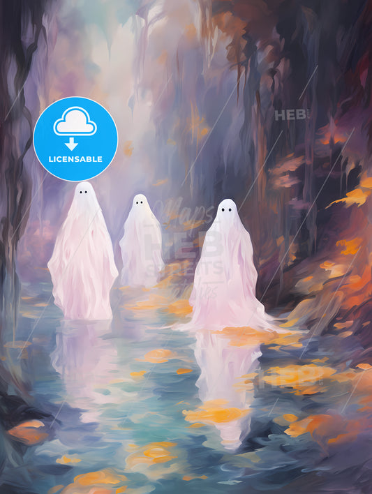 Group Of Ghosts In A Stream