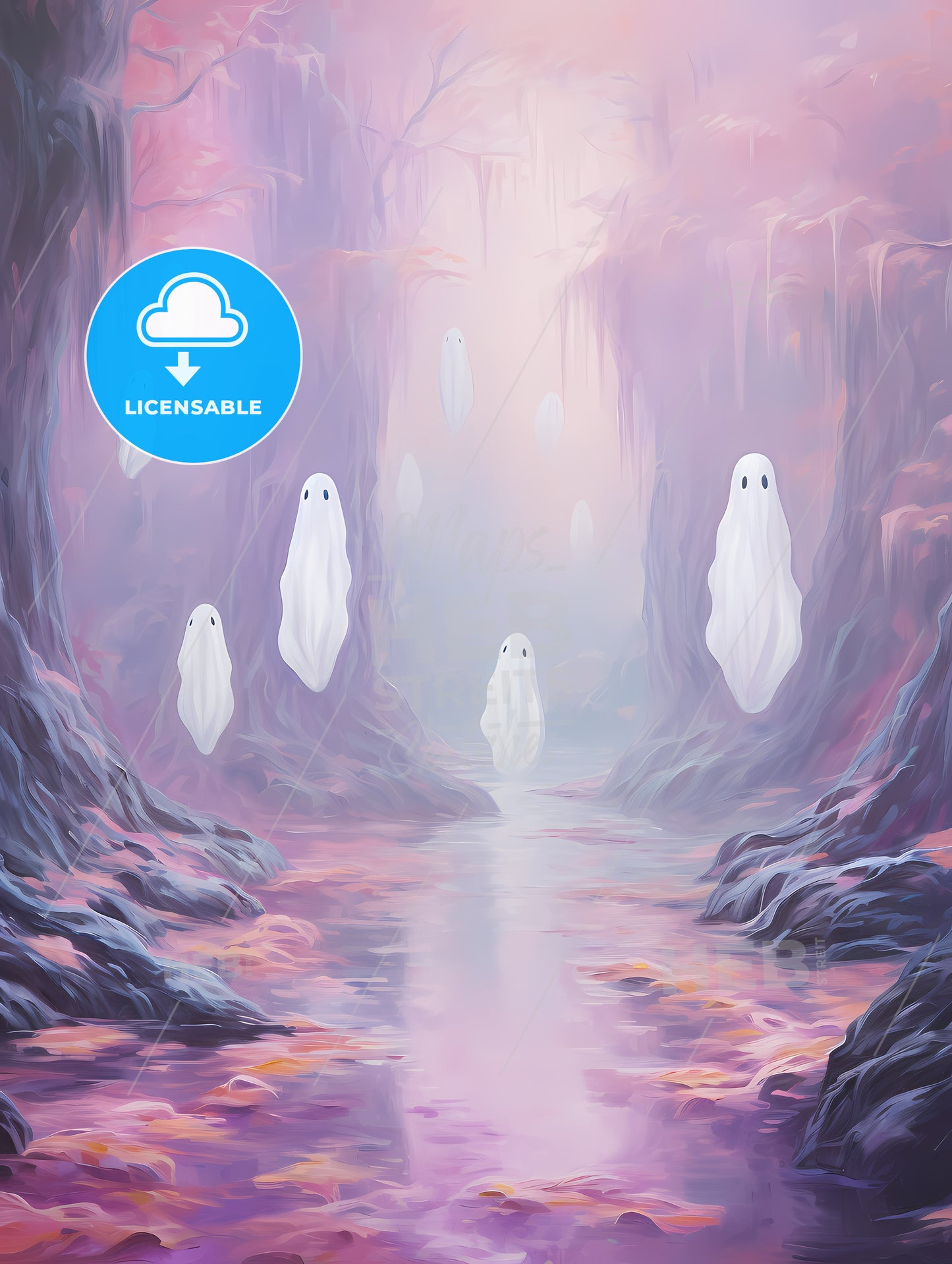 Group Of Ghosts In A Cave