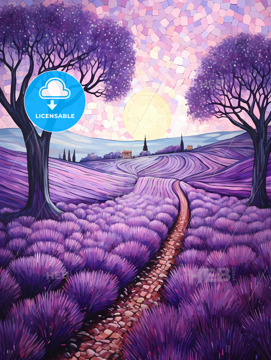 Painting Of A Lavender Field