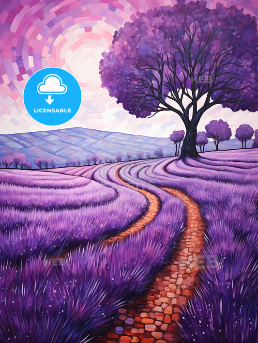 Painting Of A Field Of Lavender