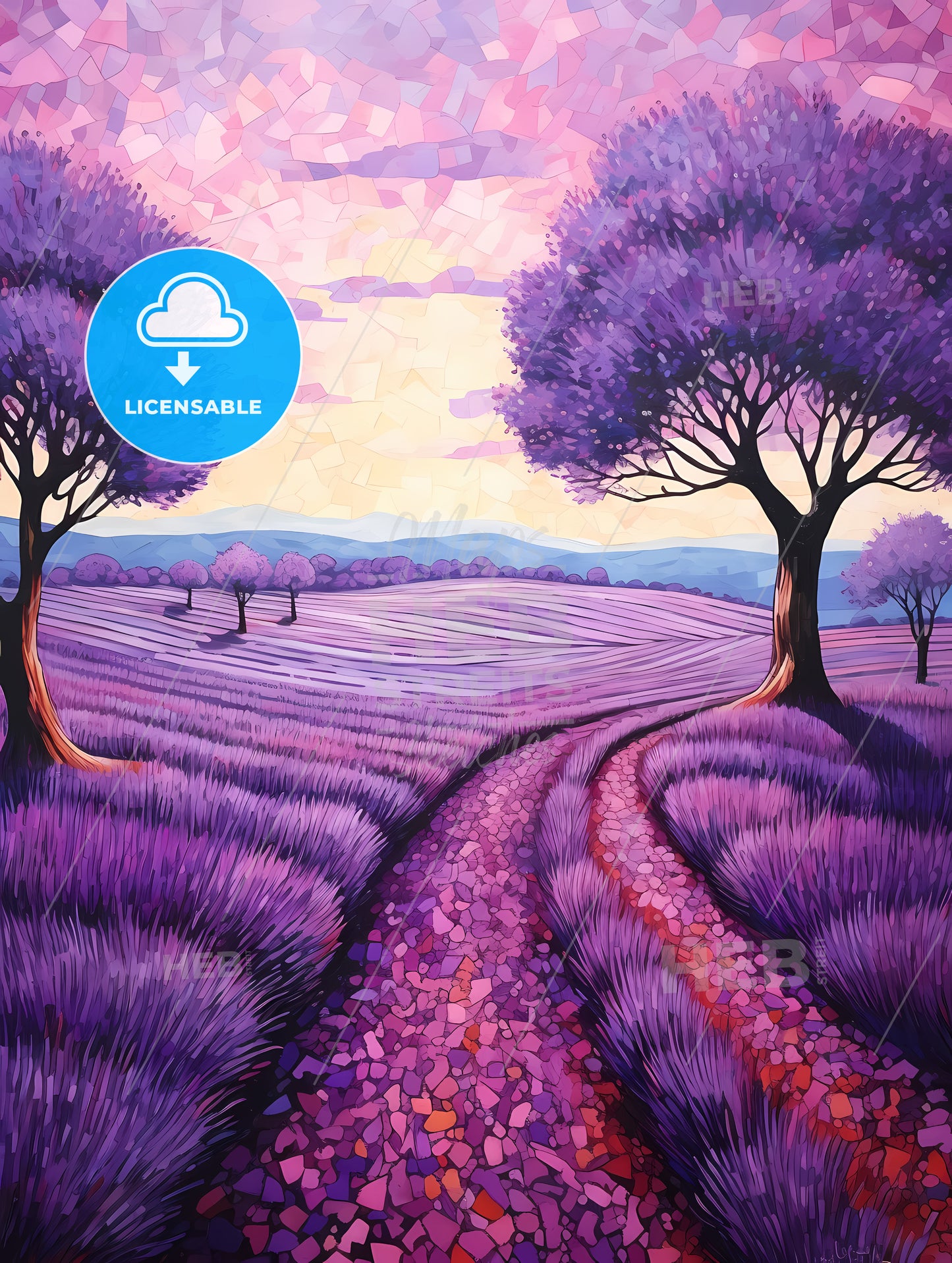 Painting Of A Field Of Lavender