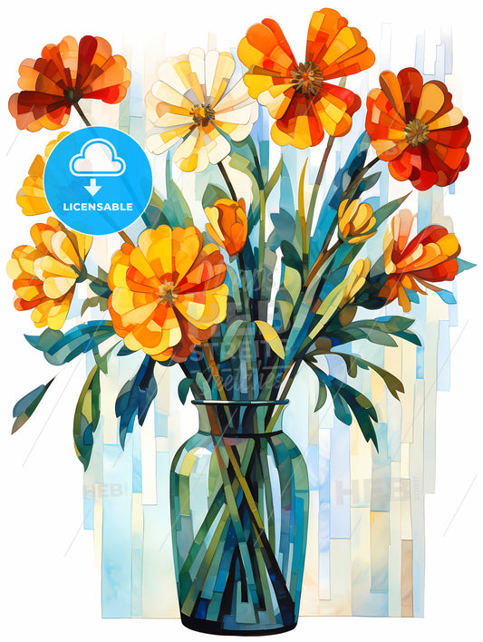 Painting Of Flowers In A Vase