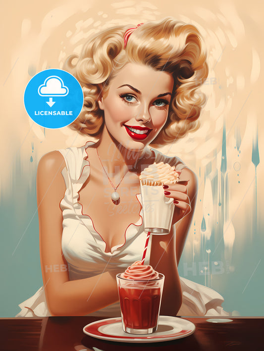 A Woman Holding A Drink And A Cup Of Milkshake