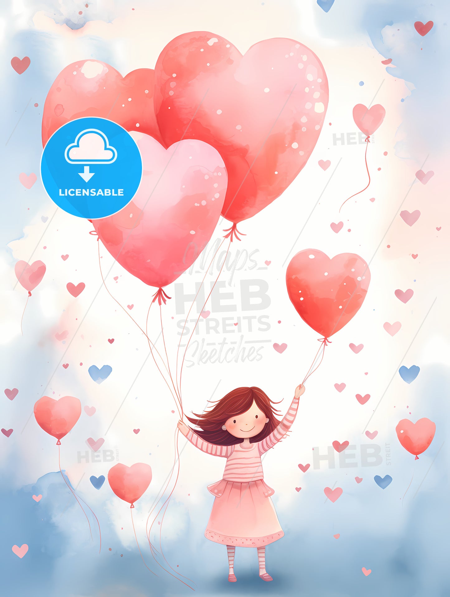 A Girl Holding Balloons In The Air