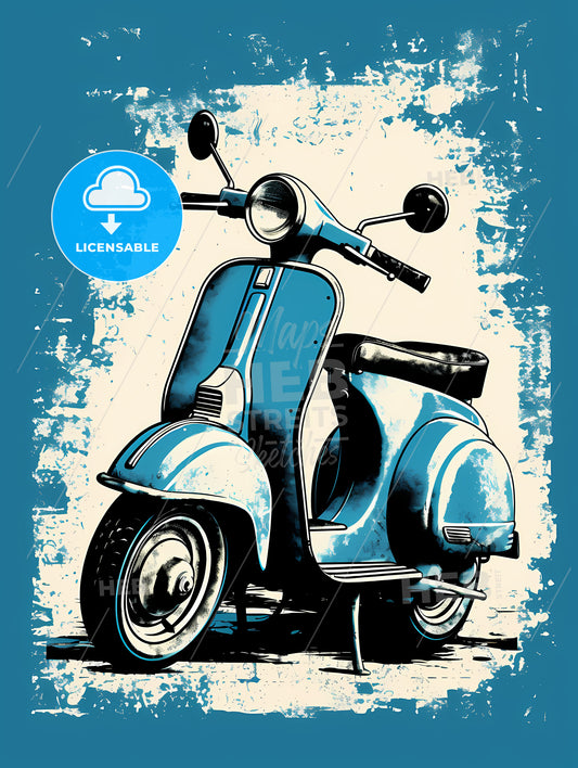 A Blue And White Scooter