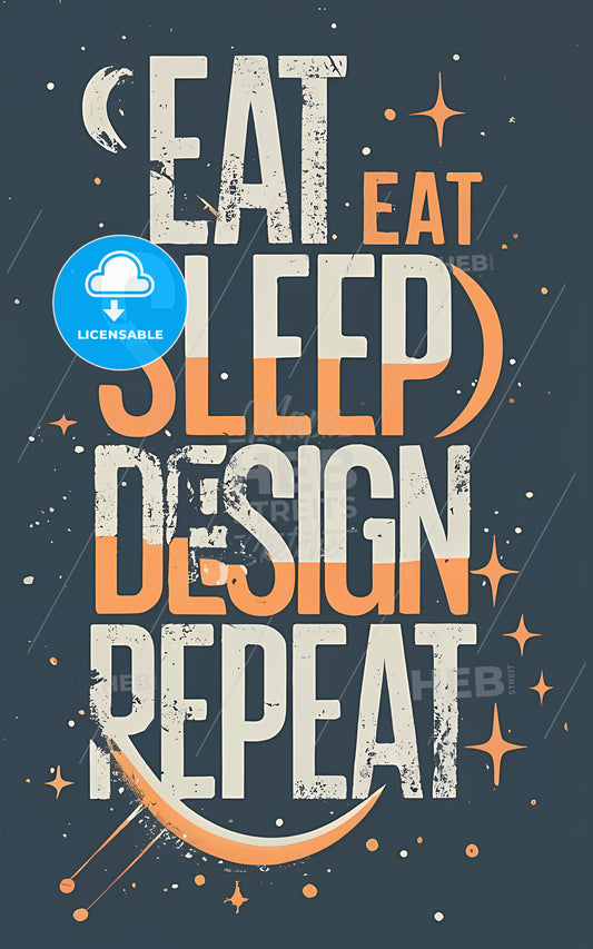 Eat, Sleep, Design, Repeat - A Poster With Text On It