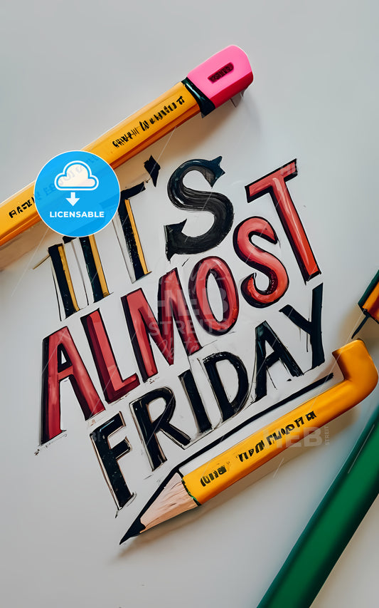 Itts Almost Friday - A Drawing Of A Pencil And A Paintbrush