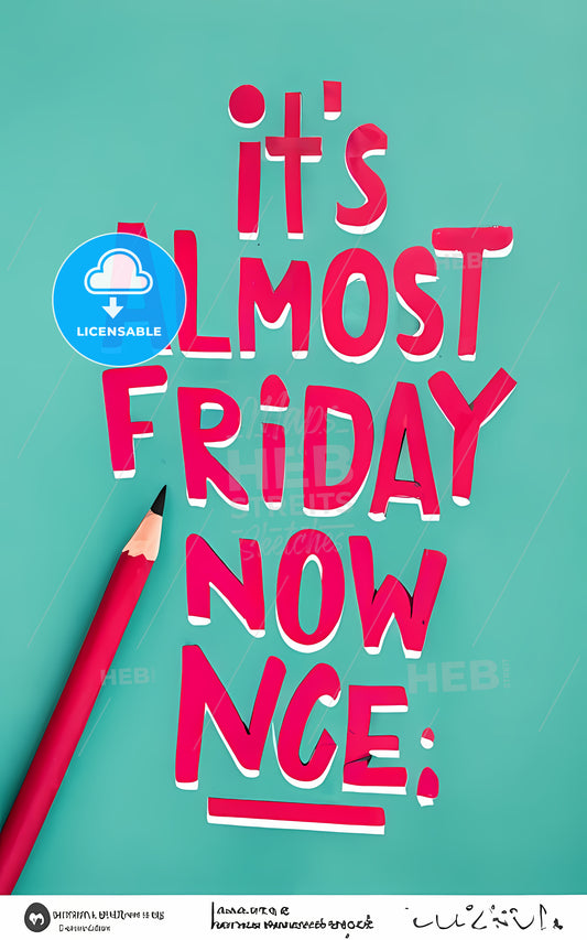 Its Almost Friday Now - A Pencil On A Blue Surface
