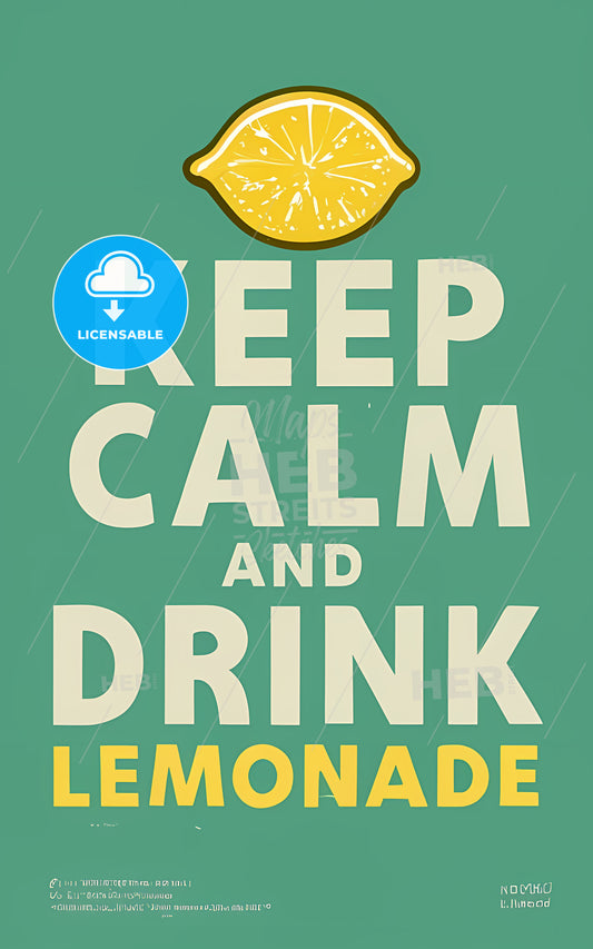 Keep Calm And Drink Lemonade - A Poster With A Lemon Slice