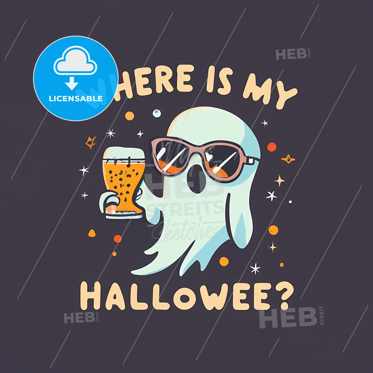 Where Is My Hallowee? - A Cartoon Ghost Holding A Glass Of Beer