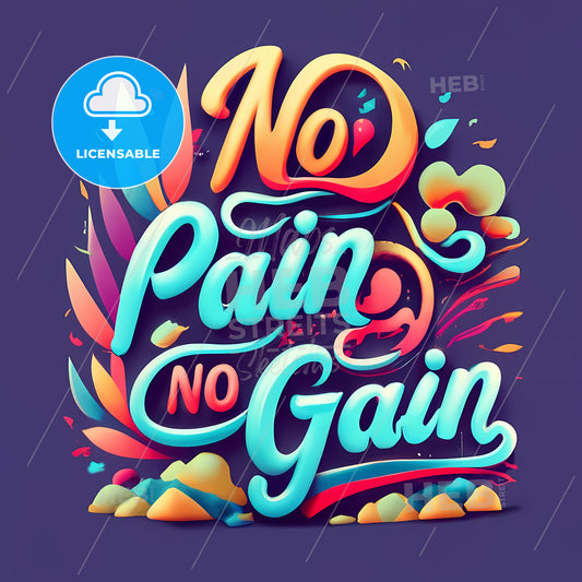 No Pain, No Gain. - A Colorful Text On A Purple Background