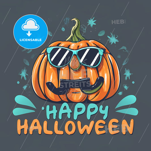 Happy Halloween - A Pumpkin Wearing Sunglasses And A Mustache
