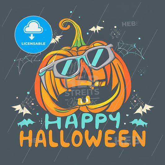 Happy Halloween - A Pumpkin Wearing Sunglasses
