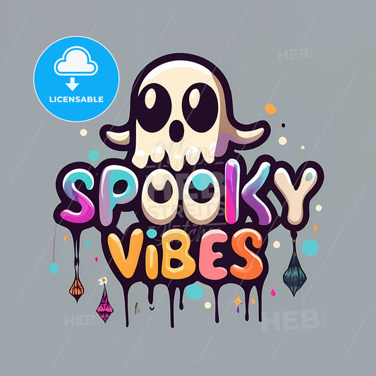 Spooky Vibes - A Cartoon Ghost With A Spooky Face