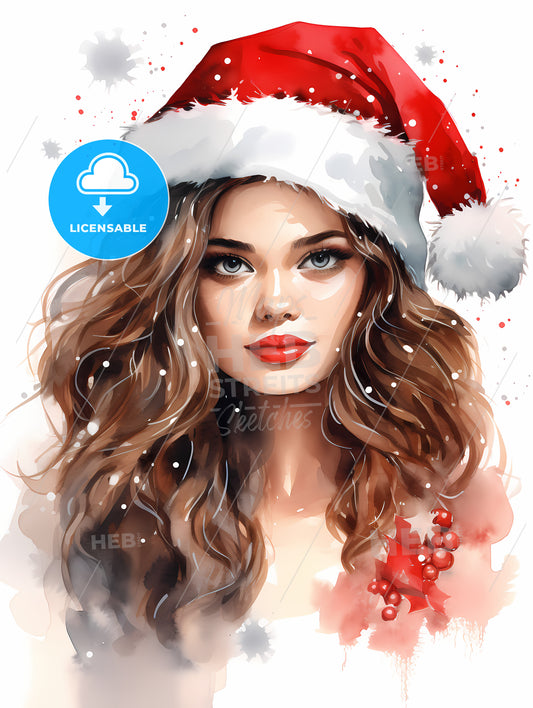 Woman Wearing A Santa Hat