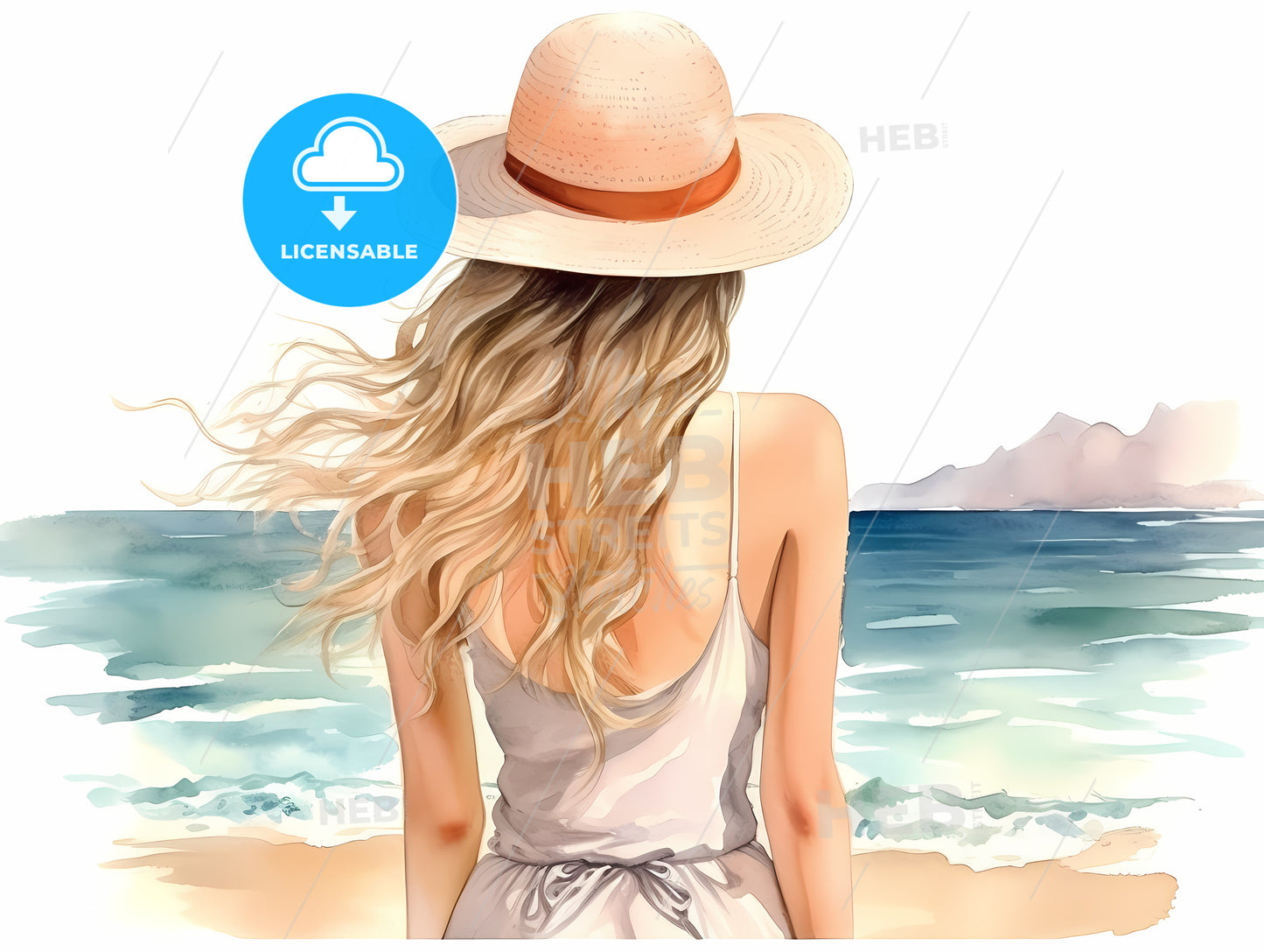 Woman Wearing A Hat And Looking At The Ocean