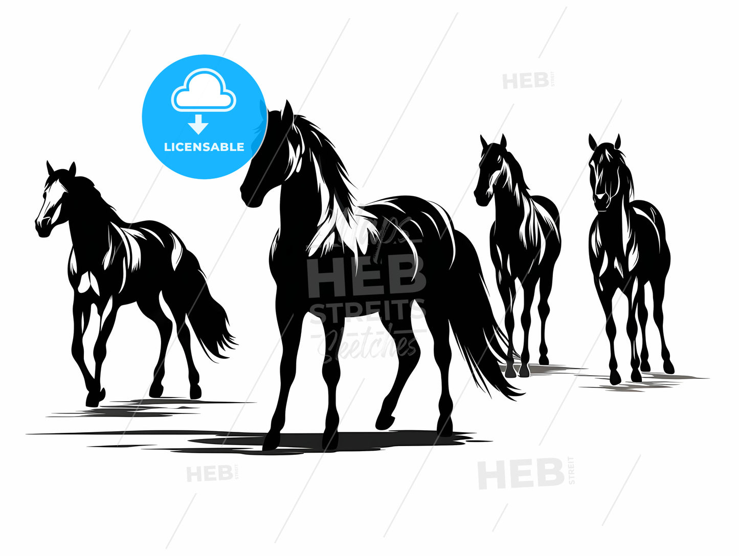 Group Of Horses Walking