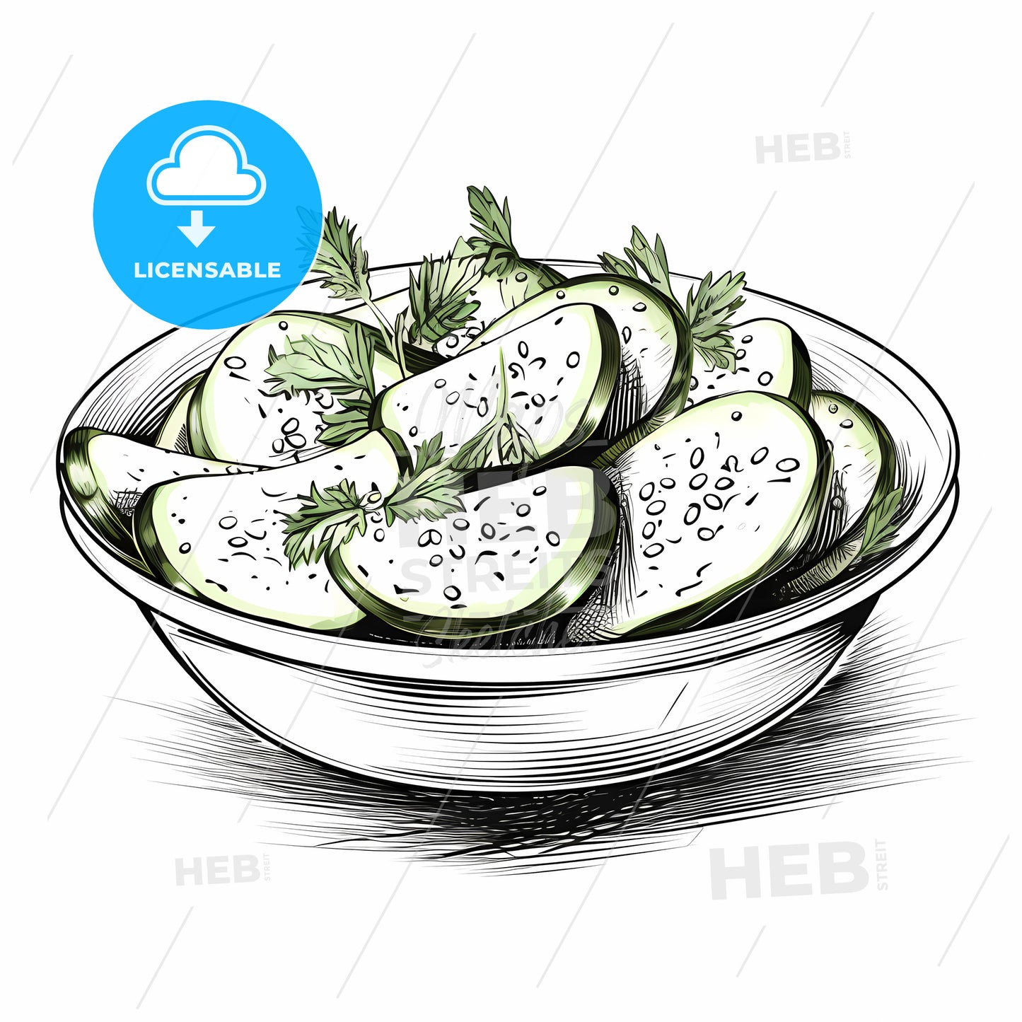 Bowl Of Cucumbers And Parsley