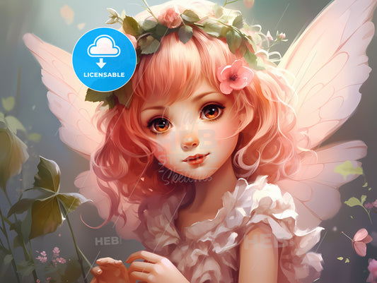 Cartoon Of A Fairy With Pink Hair And Wings