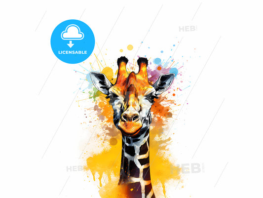 Giraffe With Colorful Splashes