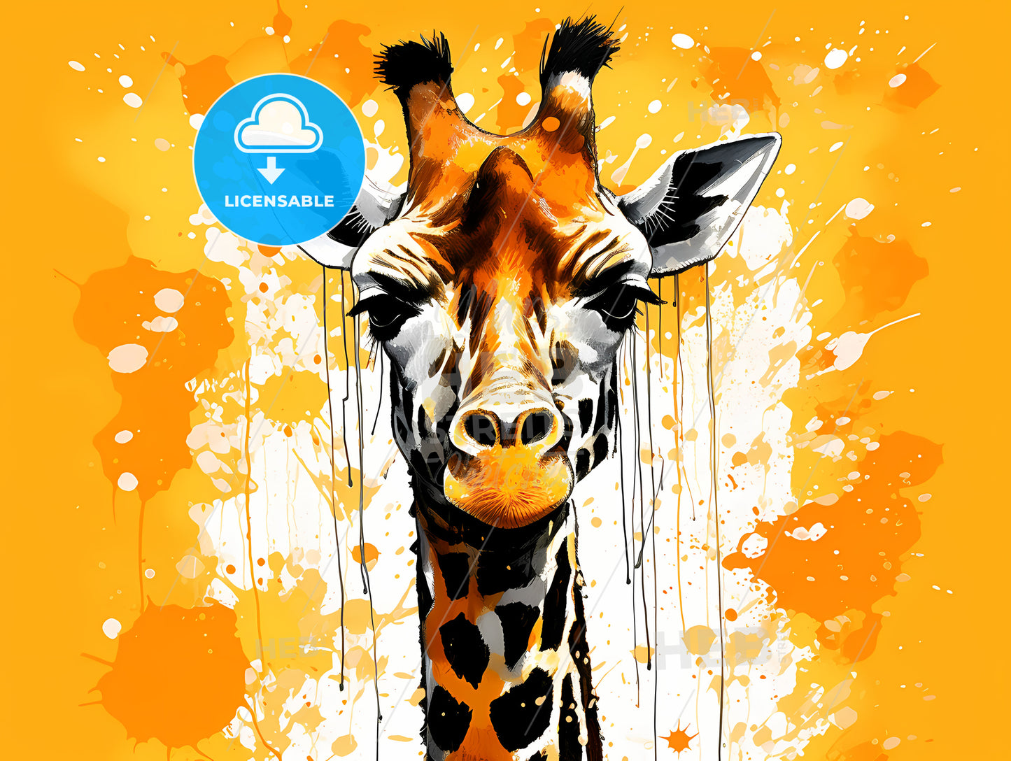 Giraffe With Dripping Paint