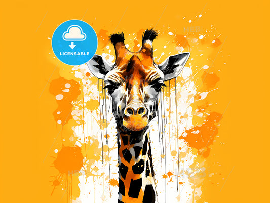 Giraffe With Paint Splatters