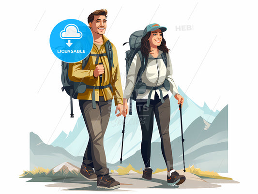 Man And Woman Hiking