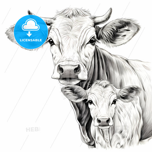 Cow And Calf Drawing