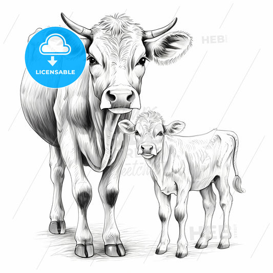 Cow And Calf Sketch
