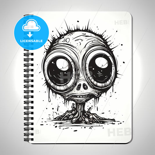 Spiral Notebook With A Cartoon Alien Head