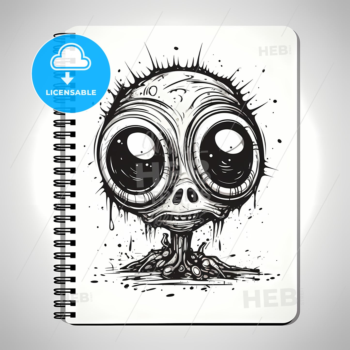 Spiral Notebook With A Cartoon Alien Head