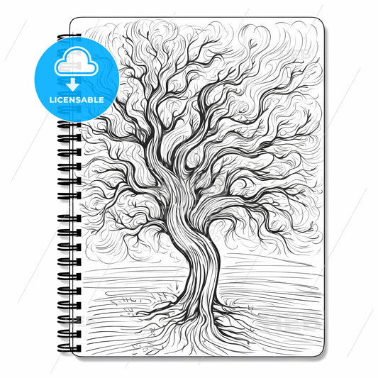 Spiral Notebook With A Tree Drawing