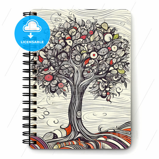 Spiral Bound Notebook With A Tree Drawing