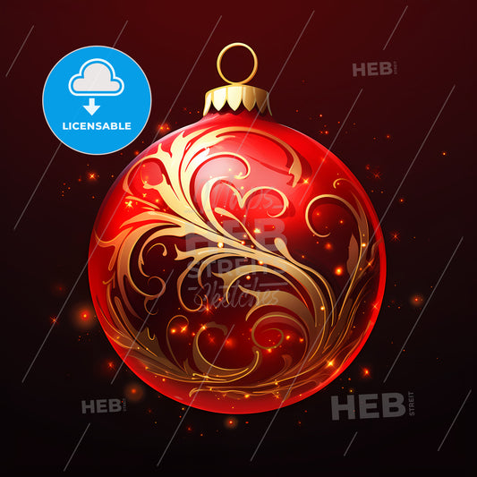 Red And Gold Ornament With Gold Swirls
