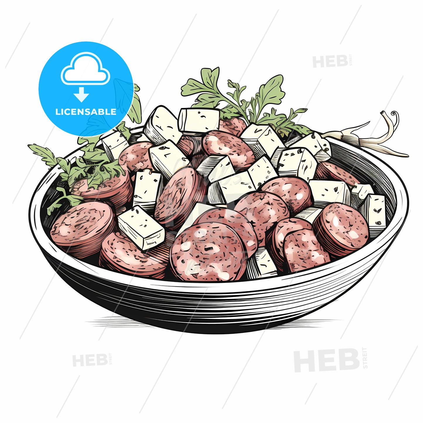 Bowl Of Food With Sausage And Cheese