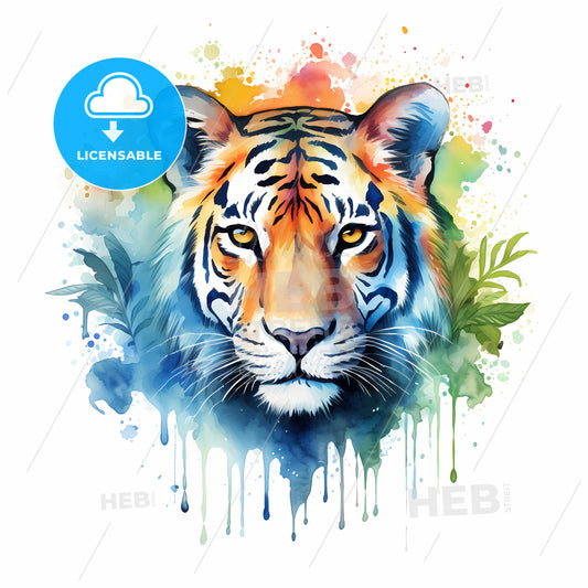 Tiger With Colorful Splashes