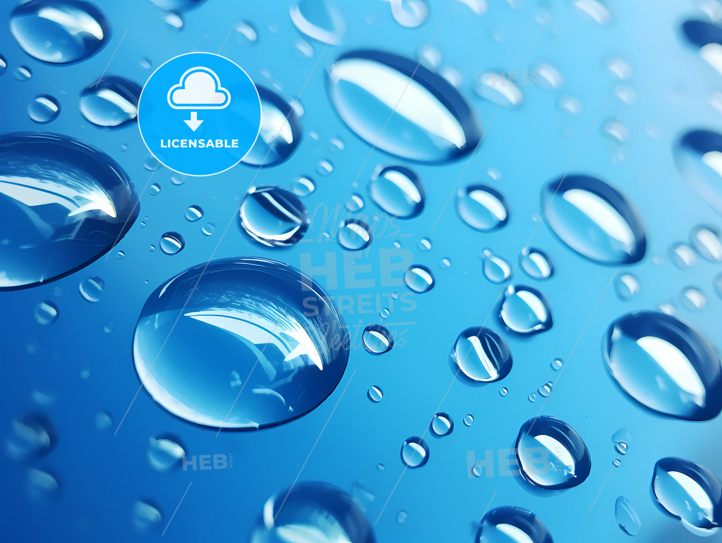 Water Droplets On A Blue Surface