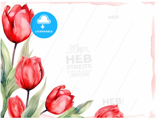 Watercolor Of Red Tulips